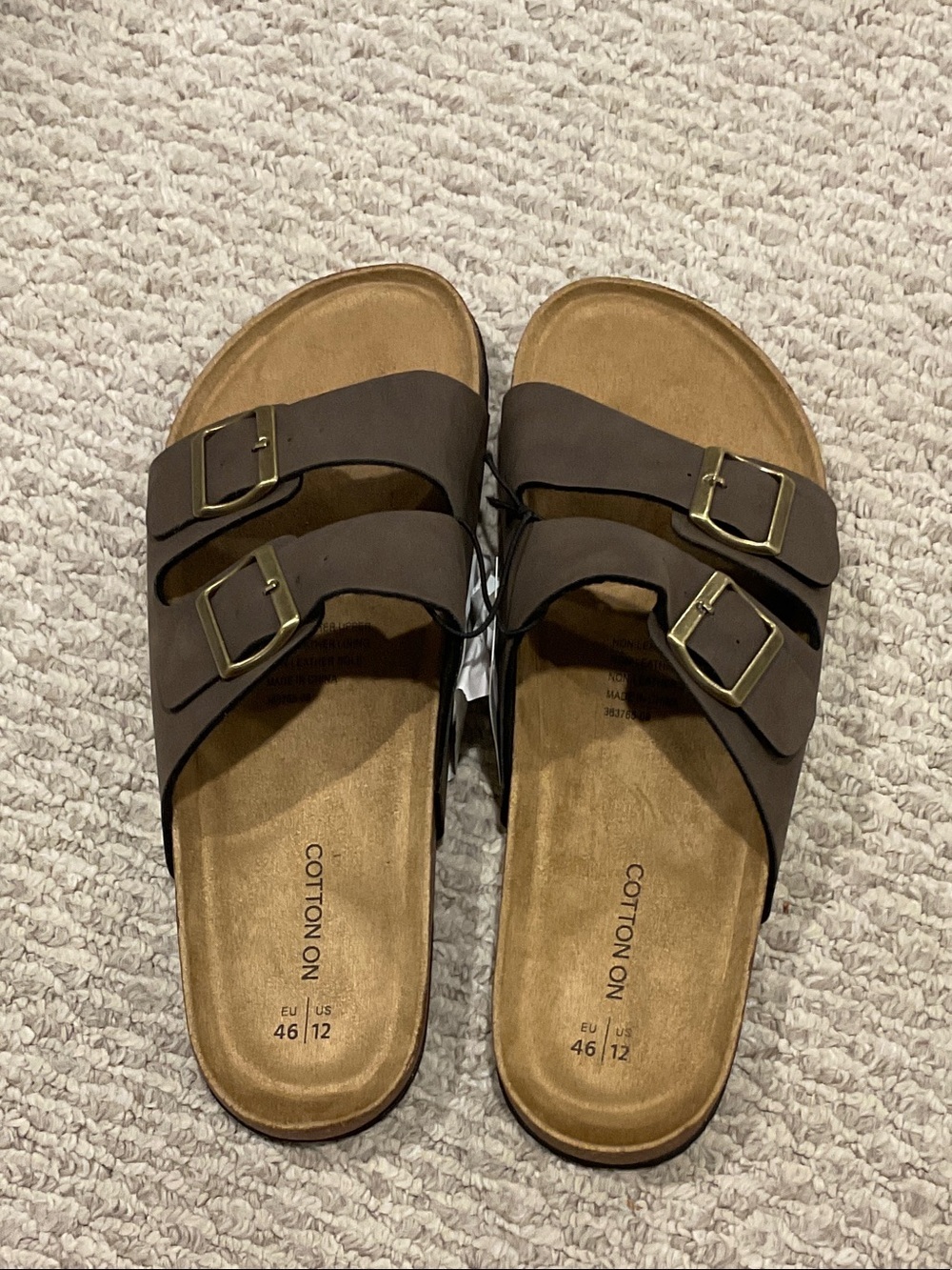 Cotton On Dark Brown Double Buckle Slide Sandals